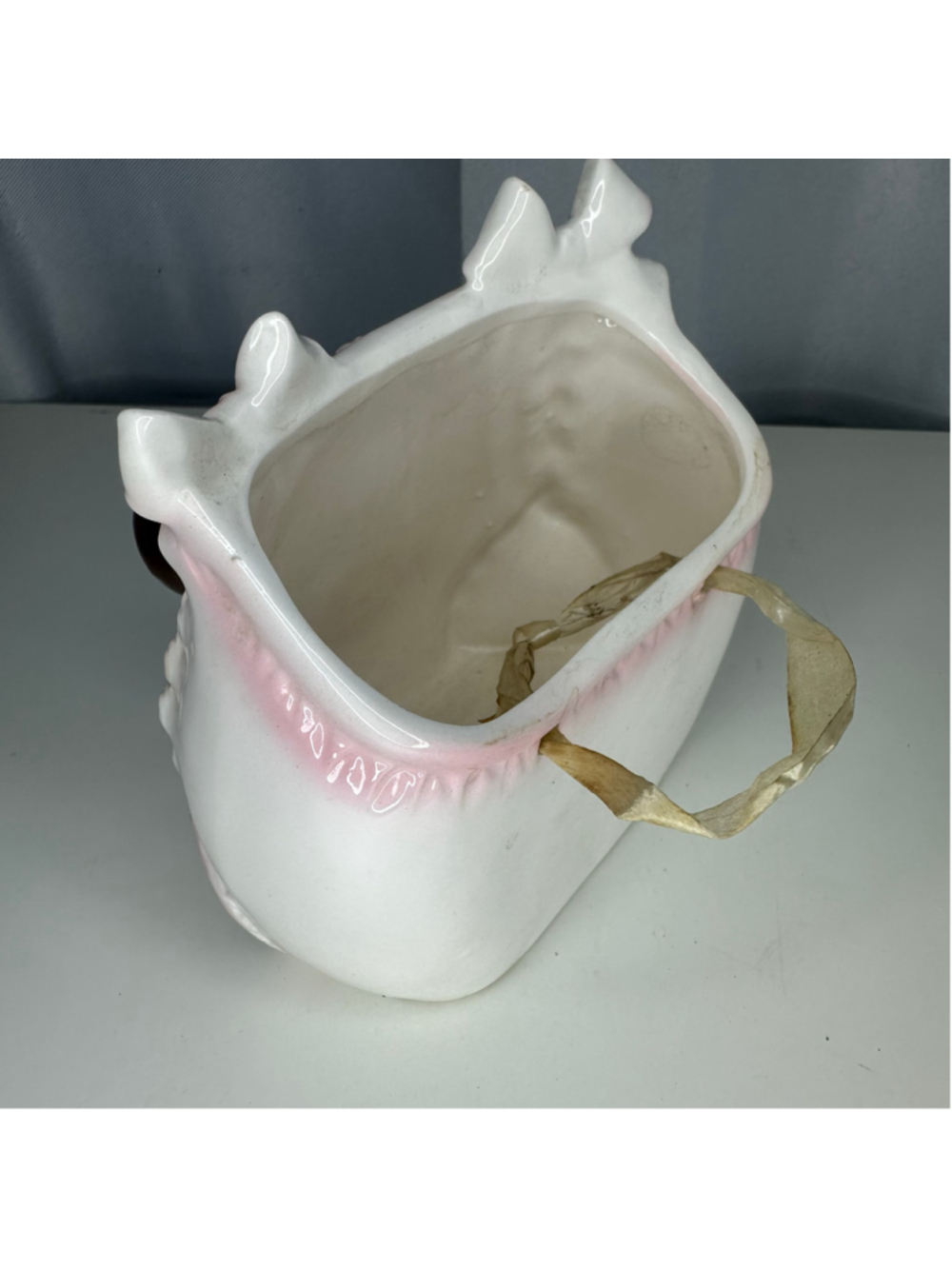 Vintage Ceramic Pink Baby Diaper Sling Wall Pocket Planter Rubens Japan 4921 - Picture 4 of 8